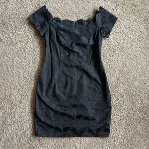 Black Vintage Roberta Floral Black Strapless 80s Dress